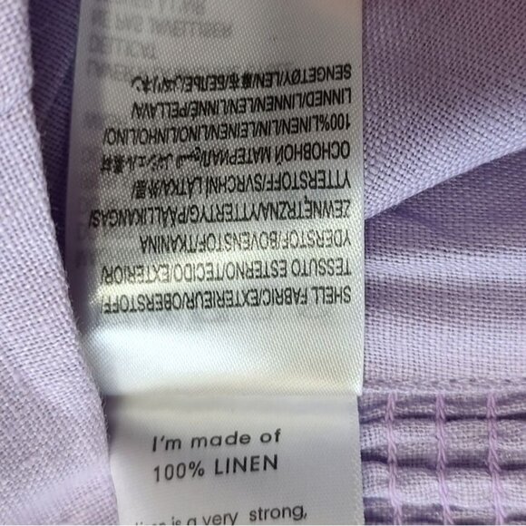 FARM Rio  Corset Crop Top L Lilac Smocked Shoulder Tie Linen Summer - Picture 10 of 12